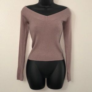 Divided Taupe Off-Shoulder Knit Top